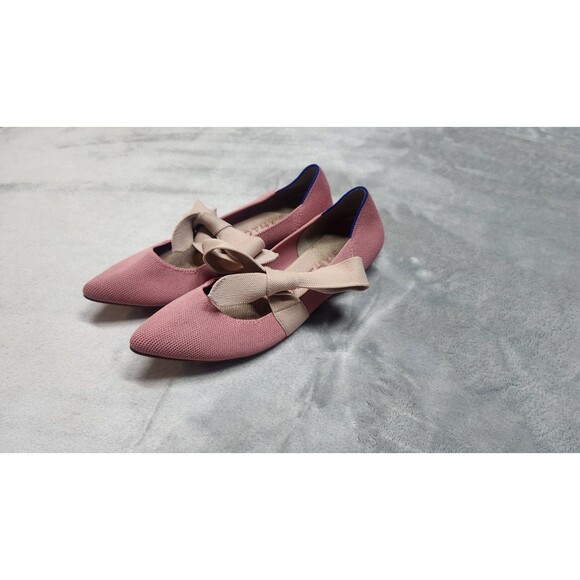 ROTHY’S Mary Jane The Bow Flat Pointed Toe Shoes Pink Rosebud Sz 9 - Picture 2 of 6